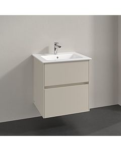 Meuble sous vasque Villeroy und Boch Collaro C142B0VN 56,1x61x48cm, vasque centrée, éclairage LED 3,9W, gris cachemire