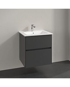 Meuble sous-vasque Villeroy und Boch Collaro C142B0VR 56,1 x 61 x 48 cm, vasque centrée, éclairage LED 3,9 W, graphite