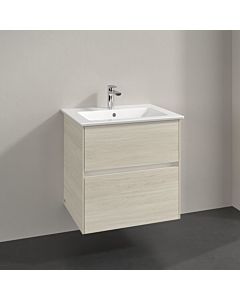 Meuble sous vasque Villeroy und Boch Collaro C143B0AA 61,1x61x48cm, vasque centrée, éclairage LED 4,2W, chêne blanc