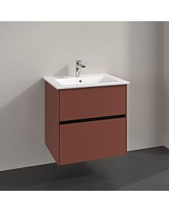 Villeroy und Boch Collaro Waschtischunterschrank C14300AH 61,1x61x48cm, Waschbecken mittig, wine red