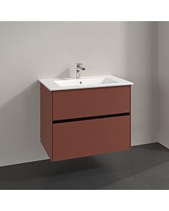 Villeroy und Boch Collaro Waschtischunterschrank C144B0AH 76,1x61x48cm, Waschbecken mittig, LED-Beleuchtung 5,5W, wine red