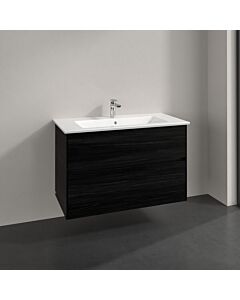 Meuble sous vasque Villeroy und Boch Collaro C145B0AB 96,1x61x48cm, vasque centrée, éclairage LED 7W, chêne noir
