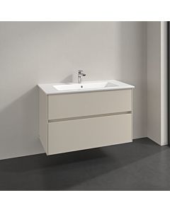 Meuble sous-vasque Villeroy und Boch Collaro C145B0VN 96,1 x 61 x 48 cm, vasque centrale, éclairage LED 7 W, gris cachemire