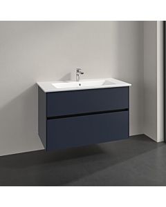 Villeroy und Boch Collaro Waschtischunterschrank C145B0VQ 96,1x61x48cm, Waschbecken mittig, LED-Beleuchtung 7W, marine blue