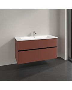 Villeroy und Boch Collaro Waschtischunterschrank C146B0AH 116,1x61x48cm, Waschbecken mittig, LED-Beleuchtung 8,6W, wine red