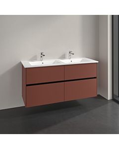 Meuble sous-vasque Villeroy und Boch Collaro C14700AH 126,1x61x48cm, vasque centrale, rouge vin