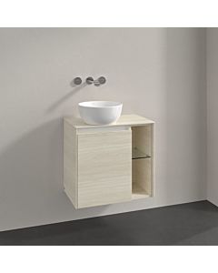 Meuble sous vasque Villeroy und Boch Collaro C152B0AA 60x54,8x38cm, vasque à gauche, éclairage LED 2,9W, chêne blanc