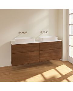 Meuble sous-vasque double Villeroy und Boch Finion F72100GN 160x60,3x50,1cm, verre White Matt , placage noyer