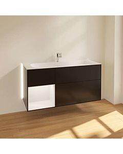 Villeroy und Boch Finion Waschtischunterschrank G060HFPD mit Beleuchtung, 3 Auszüge, 1196 x 591 x 498 mm, Black Matt Lacquer / Gold Matt Lacquer