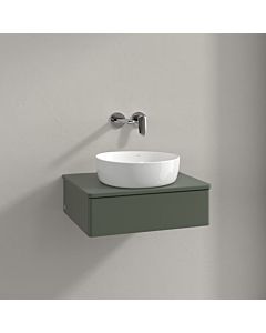 Meuble sous-vasque Villeroy und Boch K07050HL 60x19x50cm, trou pour robinetterie, plan vasque laqué mat vert feuille