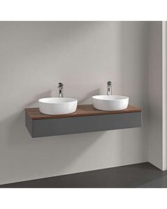Meuble vasque Villeroy &amp; Boch Antao K13012GK 120 x 19 x 50 cm, plan vasque couleur noyer chaud, laque anthracite mate