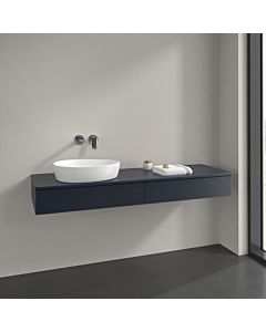 Meuble sous vasque Villeroy und Boch K15150HG 160x19x50cm, trou pour robinetterie, plan vasque laqué bleu nuit mat