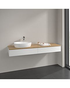 Villeroy und Boch Antao vanity unit K15151MT 160x19x50cm, tap hole, washbasin top color honey oak, white matt lacquer