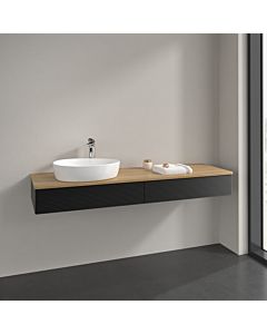 Villeroy und Boch sous vasque Antao K15151PD 160x19x50cm, trou pour robinetterie, plan vasque couleur chêne miel, laqué noir mat