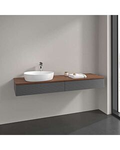 Meuble vasque Villeroy &amp; Boch Antao K15112GK à 2 tiroirs, 1600 x 190 x 500 mm, façade texturée, laque anthracite mate / noyer chaud