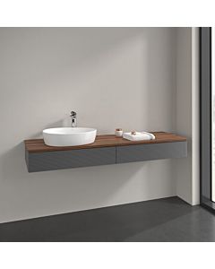 Villeroy und Boch Antao Waschtisch-Unterschrank K15152GK 160x19x50cm, Hahnlochbohrung, Waschbeckenplattenfarbe warm walnut, anthracite matt lacquer