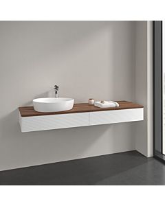 Villeroy und Boch Antao vanity unit K15152MT 160x19x50cm, tap hole, washbasin top color warm walnut, white matt lacquer