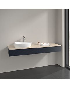 Villeroy und Boch sous vasque Antao K15153HG 160x19x50cm, trou pour robinetterie, plan vasque couleur botticino, laqué mat bleu nuit