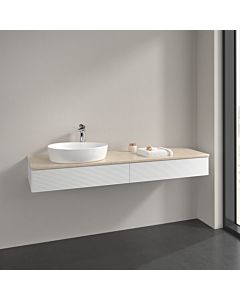 Meuble sous-vasque Villeroy und Boch K15153MT 160x19x50cm, trou pour robinetterie, plan vasque couleur botticino, laqué blanc mat