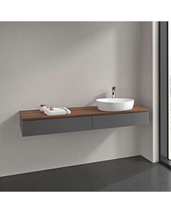 Villeroy und Boch Antao Waschtisch-Unterschrank K16012GK 2 Auszüge, 1600 x 190 x 500 mm, Front ohne Struktur, Anthracite Matt Lacquer / Warm Walnut