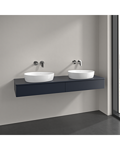Villeroy und Boch Antao meuble sous-vasque K17050HG 160x19x50cm, trou pour robinetterie, plaque de lavabo laquée couleur, laque mate bleu nuit