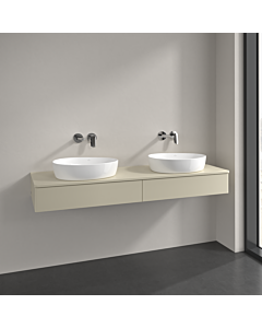 Villeroy und Boch Antao meuble sous-vasque K17050HJ 160x19x50cm, trou pour robinetterie, plaque de lavabo laquée couleur, laque mate gris soie