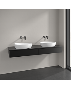 Villeroy und Boch Antao vanity unit K17050PD 160x19x50cm, tap hole, washbasin top colour lacquer, black matt lacquer