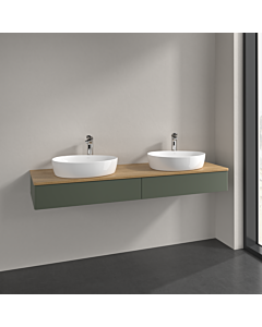 Villeroy und Boch Antao vanity unit K17051HL 160x19x50cm, tap hole, washbasin top color honey oak, leaf green matt lacquer