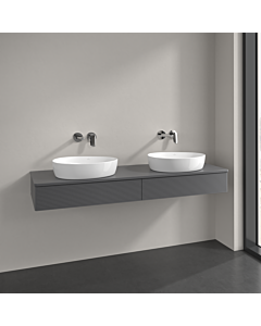 Villeroy und Boch Antao meuble sous-vasque K17150GK 160x19x50cm, trou pour robinetterie, plaque de lavabo laqué couleur, laqué mat anthracite
