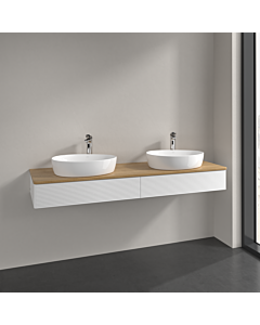 Villeroy und Boch Antao vanity unit K17151MT 160x19x50cm, tap hole, washbasin top color honey oak, white matt lacquer