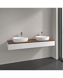 Villeroy und Boch Antao vanity unit K17152MT 160x19x50cm, tap hole, washbasin top colour warm walnut, white matt lacquer