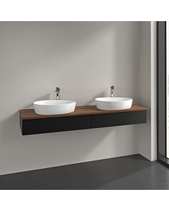 Villeroy und Boch Antao vanity unit K17152PD 160x19x50cm, tap hole, washbasin top colour warm walnut, black matt lacquer