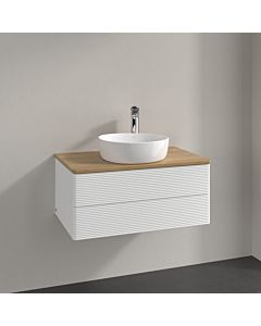 Villeroy und Boch Antao vanity unit K19151MT 80x36x50cm, tap hole, washbasin top color honey oak, white matt lacquer