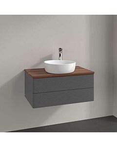 Villeroy &amp; Boch Antao vanity unit K19112GK 80x36x50cm, washbasin top color warm walnut, anthracite matt lacquer