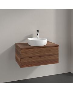 Villeroy und Boch Antao Waschtisch-Unterschrank K19152HM 80x36x50cm, Hahnloch, Waschbeckenplattenfarbe warm walnut, warm walnut