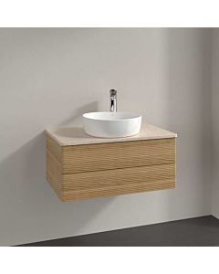 Villeroy und Boch Antao Waschtisch-Unterschrank K19153HN 80x36x50cm, Hahnloch, Waschbeckenplattenfarbe botticino, honey oak