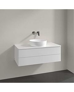 Meuble sous vasque Villeroy und Boch L20110GF 100x36x50cm, plan vasque laqué blanc brillant