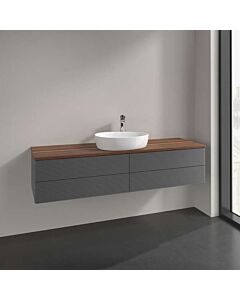 Villeroy &amp; Boch Antao vanity unit K25152GK, 4 drawers, 1600 x 360 x 500 mm, textured front, Anthracite Matt Lacquer / Warm Walnut