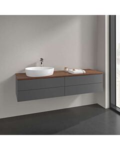 Villeroy und Boch Antao Waschtisch-Unterschrank K26012GK 4 Auszüge, 1600 x 360 x 500 mm, Front ohne Struktur, Anthracite Matt Lacquer / Warm Walnut