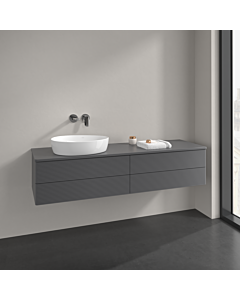 Villeroy und Boch Antao meuble sous-vasque K26150GK 160x36x50cm, trou pour robinetterie, plaque de lavabo laqué couleur, laqué mat anthracite