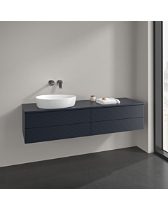 Villeroy und Boch Antao meuble sous-vasque K26150HG 160x36x50cm, trou pour robinetterie, plaque de lavabo laquée couleur, laque mate bleu nuit