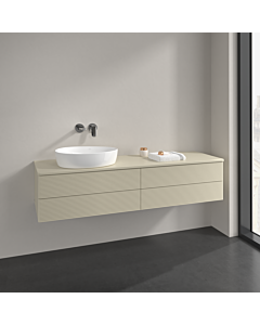 Villeroy und Boch Antao vanity unit K26150HJ 160x36x50cm, tap hole, washbasin top colour lacquer, silk grey matt lacquer