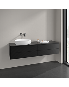 Villeroy und Boch Antao Waschtisch-Unterschrank K26150PD 160x36x50cm, Hahnlochbohrung, Waschbeckenplattenfarbe Lack, black matt lacquer