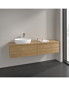 Villeroy und Boch Antao meuble sous-vasque K26151HN 160x36x50cm, trou pour robinetterie, plan de lavabo couleur chêne miel, chêne miel