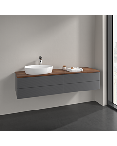 Villeroy und Boch Antao meuble sous-vasque K26152GK 160x36x50cm, trou pour robinetterie, plaque de lavabo couleur noyer chaud, laque mate anthracite