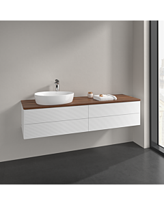 Villeroy und Boch Antao meuble sous-vasque K26152MT 160x36x50cm, trou pour robinetterie, plaque de lavabo couleur noyer chaud, laqué blanc mat