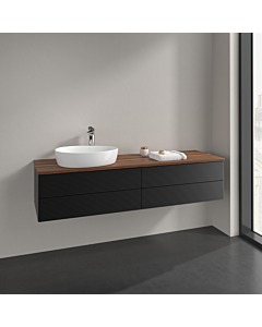 Villeroy und Boch Antao Waschtisch-Unterschrank K26152PD 160x36x50cm, Hahnlochbohrung, Waschbeckenplattenfarbe warm walnut, black matt lacquer