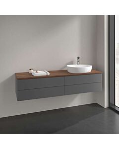 Villeroy und Boch Antao Waschtisch-Unterschrank K27012GK 4 Auszüge, 1600 x 360 x 500 mm, Front ohne Struktur, Anthracite Matt Lacquer / Warm Walnut