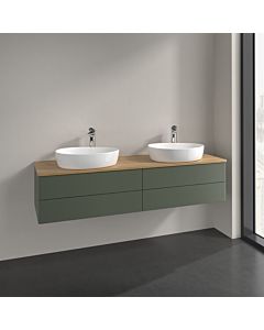 Villeroy und Boch Antao vanity unit K28011HL 160x36x50cm, washbasin top color honey oak, leaf green matt lacquer