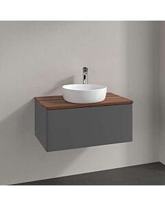 Villeroy &amp; Boch Antao vanity unit K30052GK 80x36x50cm, tap hole, washbasin top color warm walnut, anthracite matt lacquer